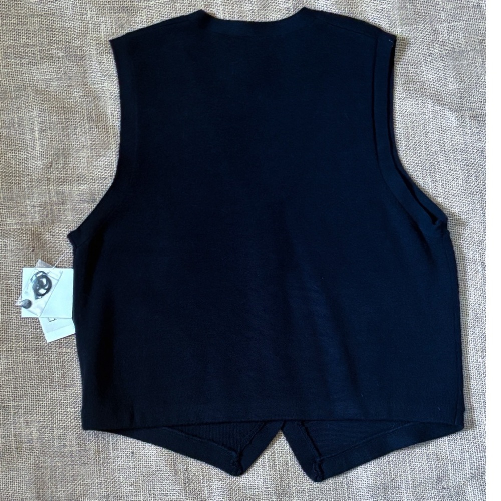 Vintage Black Floral Beaded Wool Blend Sweater Vest Large Folk Dark Cottage Core - Picture 4 of 5